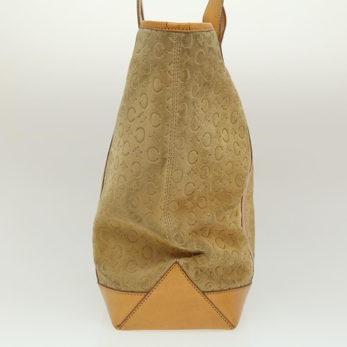 CELINE C Macadam Canvas Tote Bag Suede Beige  ai599