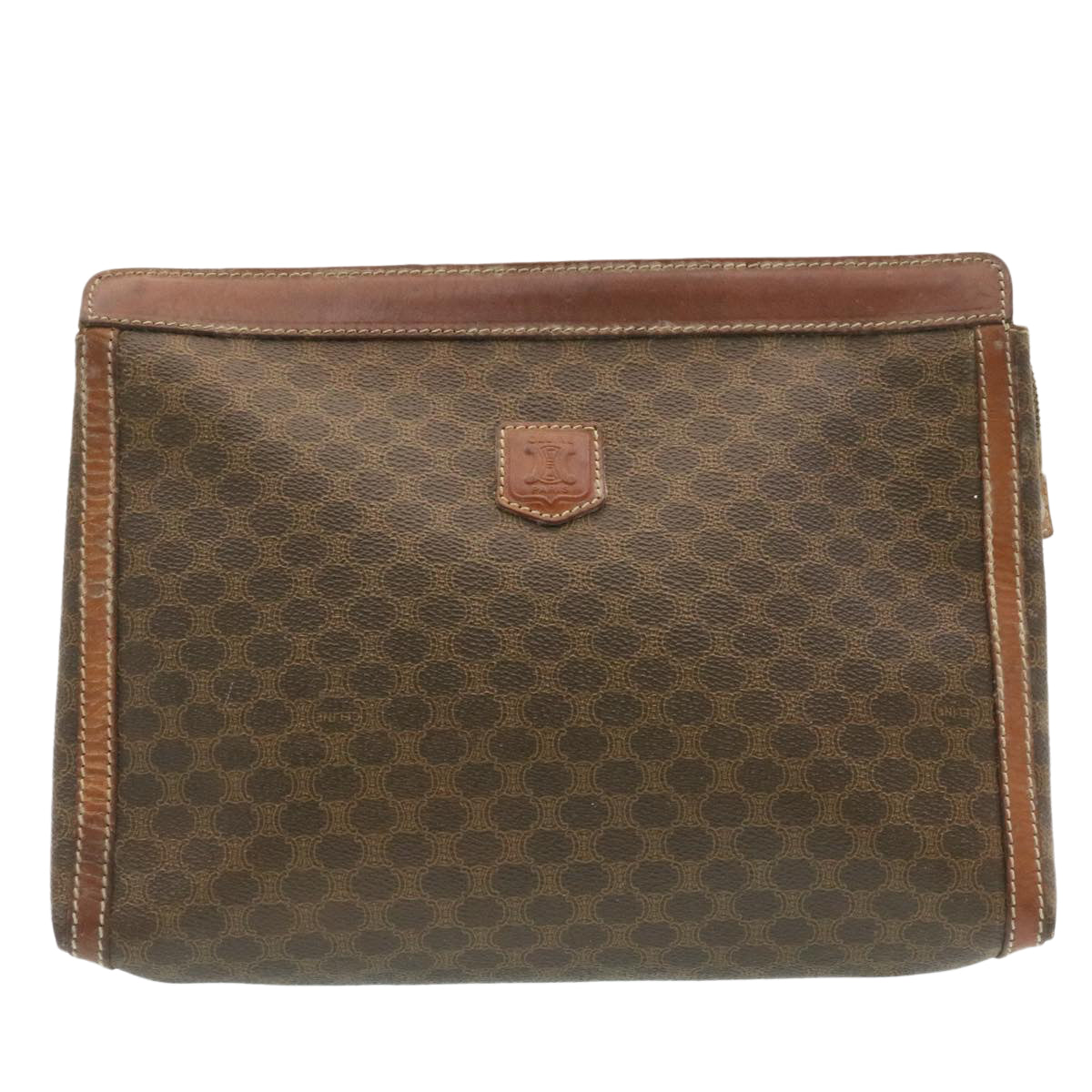 CELINE Macadam Canvas Clutch Bag PVC Leather Brown  ki1226