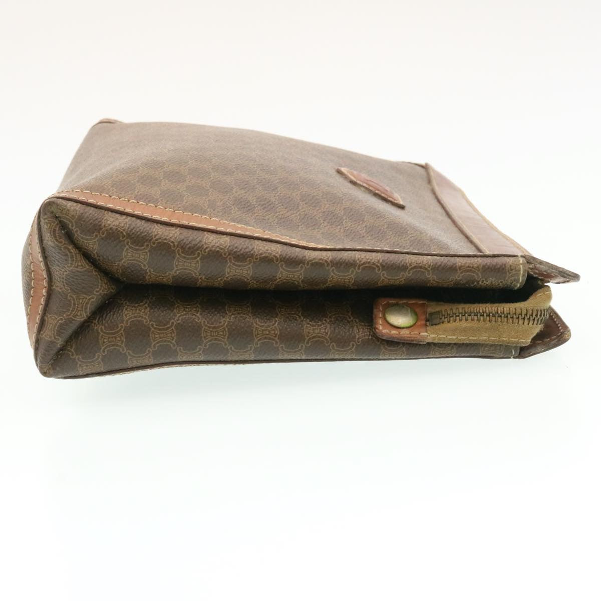 CELINE Macadam Canvas Clutch Bag PVC Leather Brown  ki1226