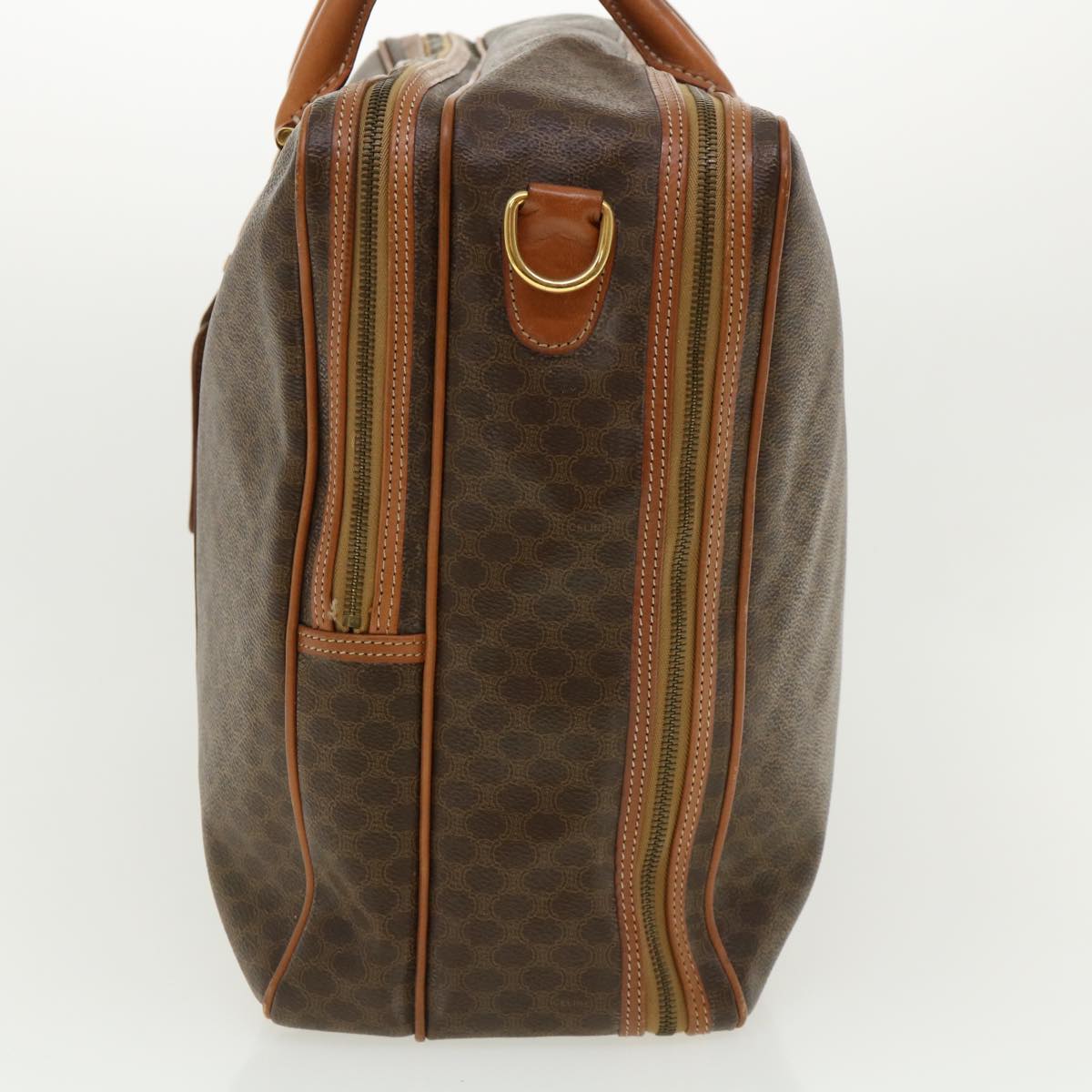 CELINE Macadam Canvas Boston Bag PVC Leather 2way Brown Auth ki2707