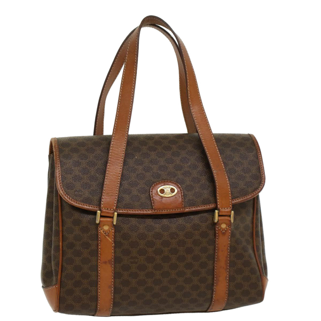 CELINE Macadam Canvas Hand Bag PVC Leather Brown  ki2991