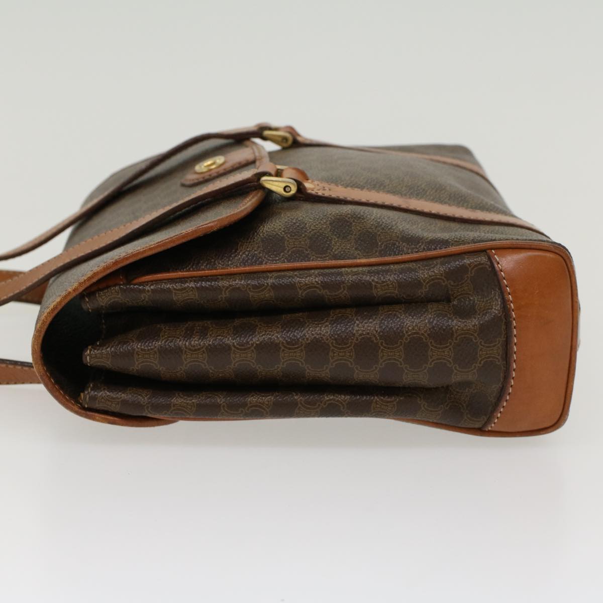 CELINE Macadam Canvas Hand Bag PVC Leather Brown  ki2991