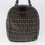 FENDI Zucchino Canvas Hand Bag Leather Navy  ki3064
