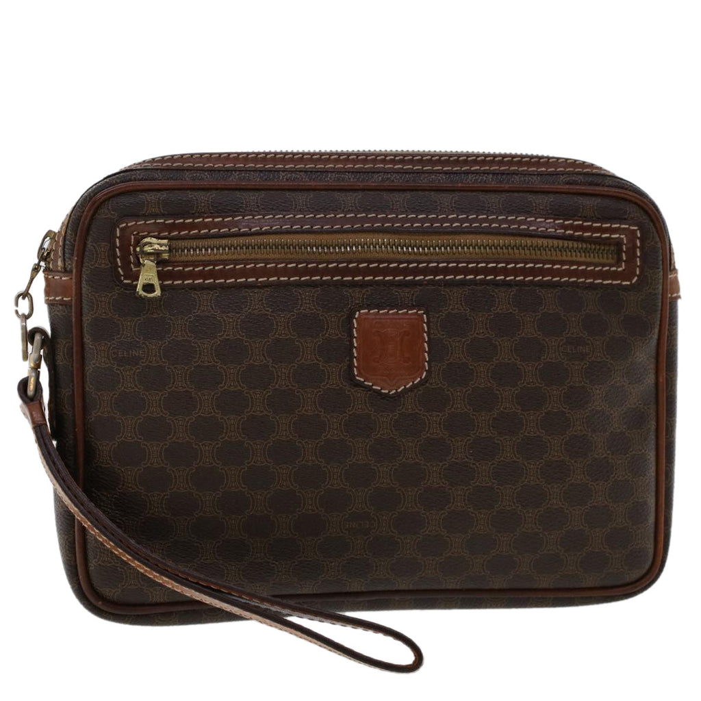 CELINE Macadam Canvas Clutch Bag PVC Leather Brown  ki3150