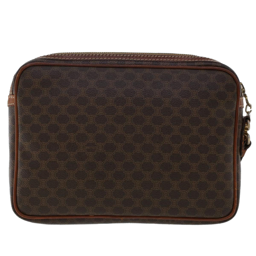 CELINE Macadam Canvas Clutch Bag PVC Leather Brown  ki3150