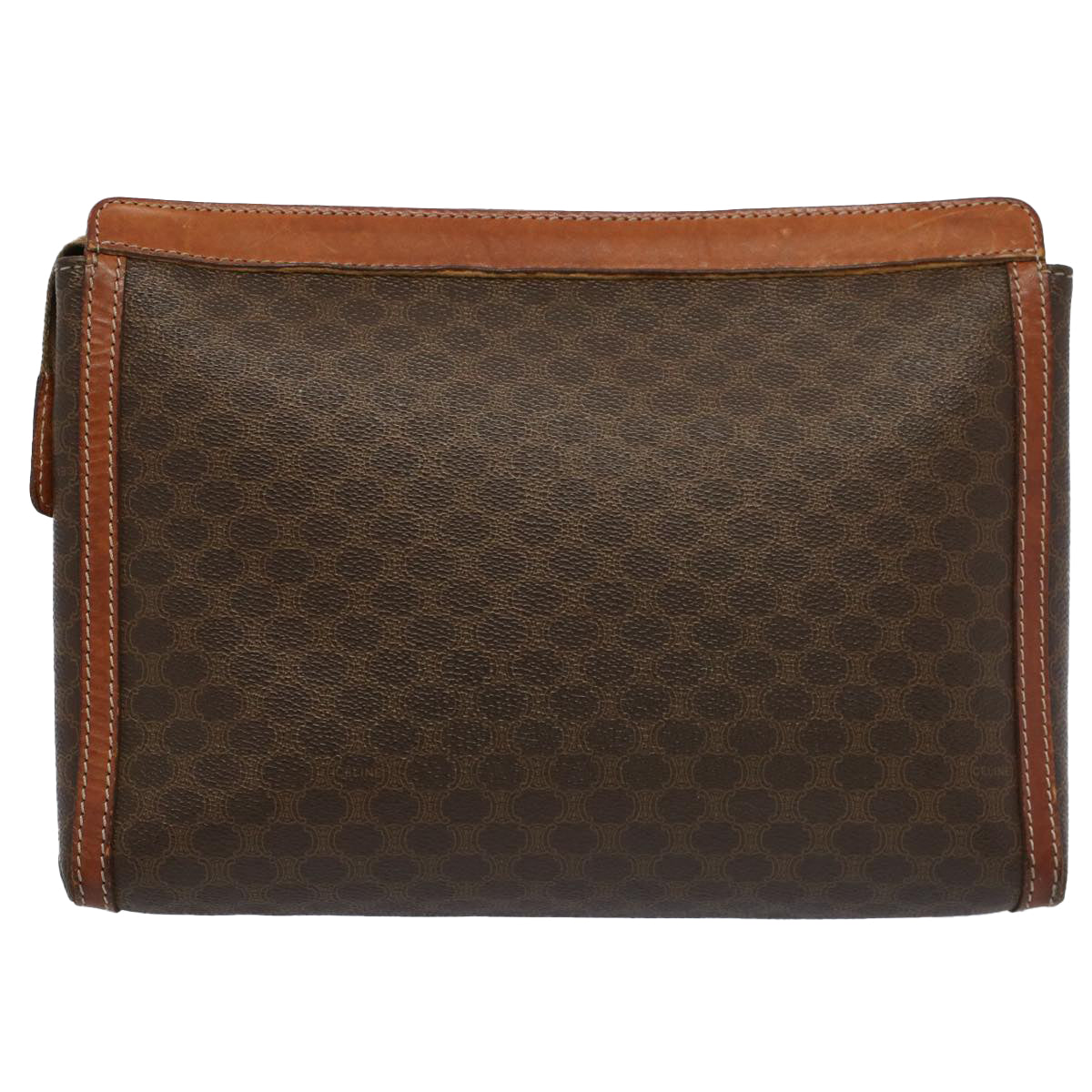 CELINE Macadam Canvas Clutch Bag PVC Leather Brown  ki3409