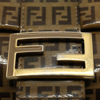 FENDI Zucchino Canvas Mamma Baguette Shoulder Bag Beigeki3426