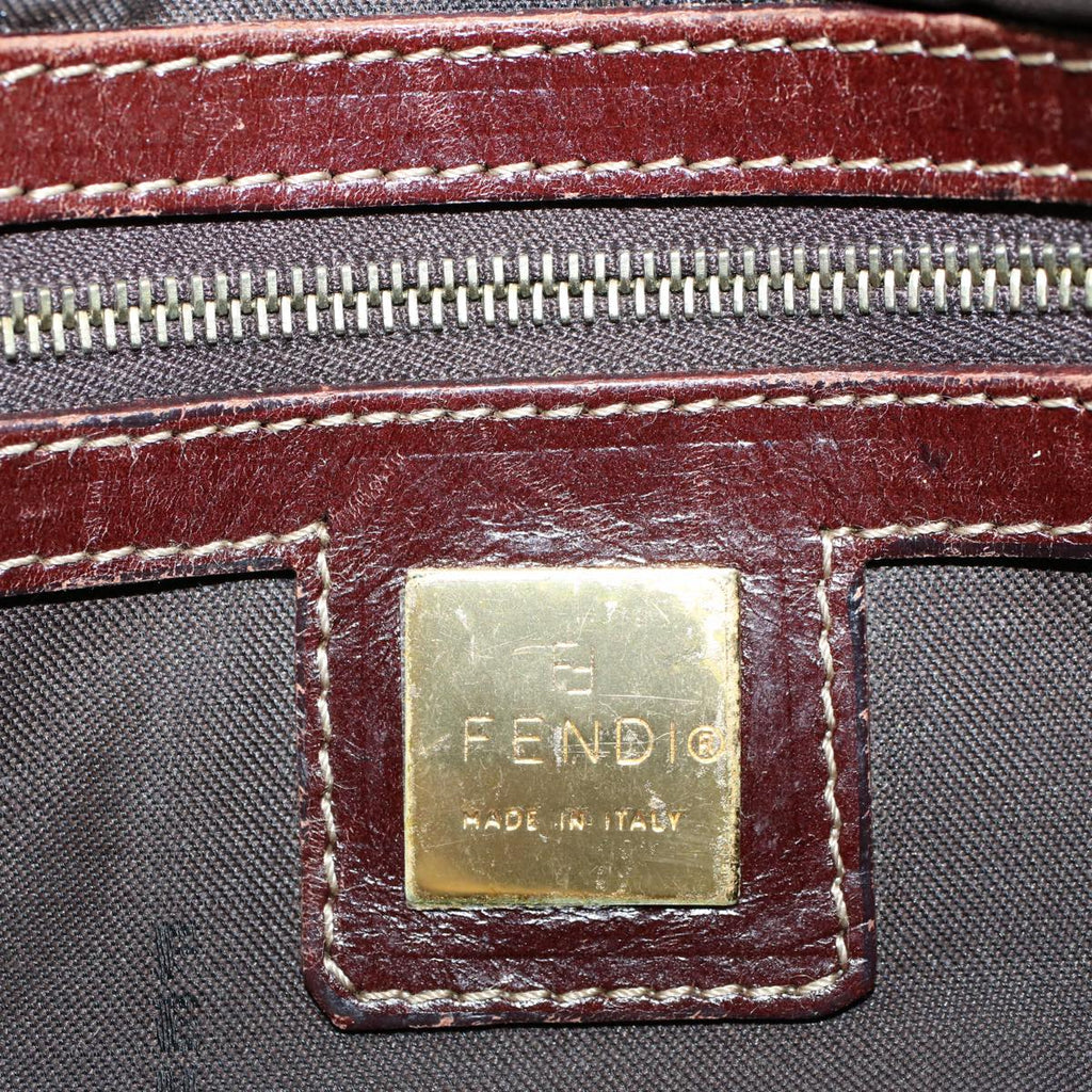 FENDI Zucchino Canvas Mamma Baguette Shoulder Bag Beigeki3426