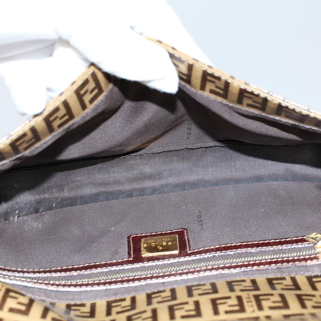FENDI Zucchino Canvas Mamma Baguette Shoulder Bag Beigeki3426