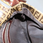 FENDI Zucchino Canvas Mamma Baguette Shoulder Bag Beigeki3426