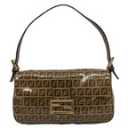 FENDI Zucchino Canvas Mamma Baguette Shoulder Bag Beigeki3426