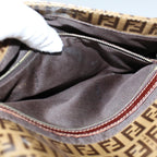 FENDI Zucchino Canvas Mamma Baguette Shoulder Bag Beigeki3426