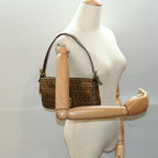 FENDI Zucchino Canvas Mamma Baguette Shoulder Bag Beigeki3426