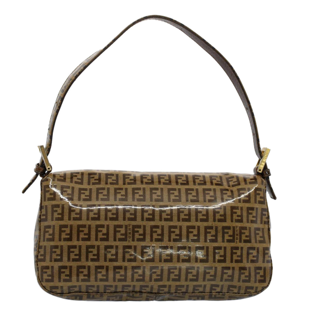 FENDI Zucchino Canvas Mamma Baguette Shoulder Bag Beigeki3426