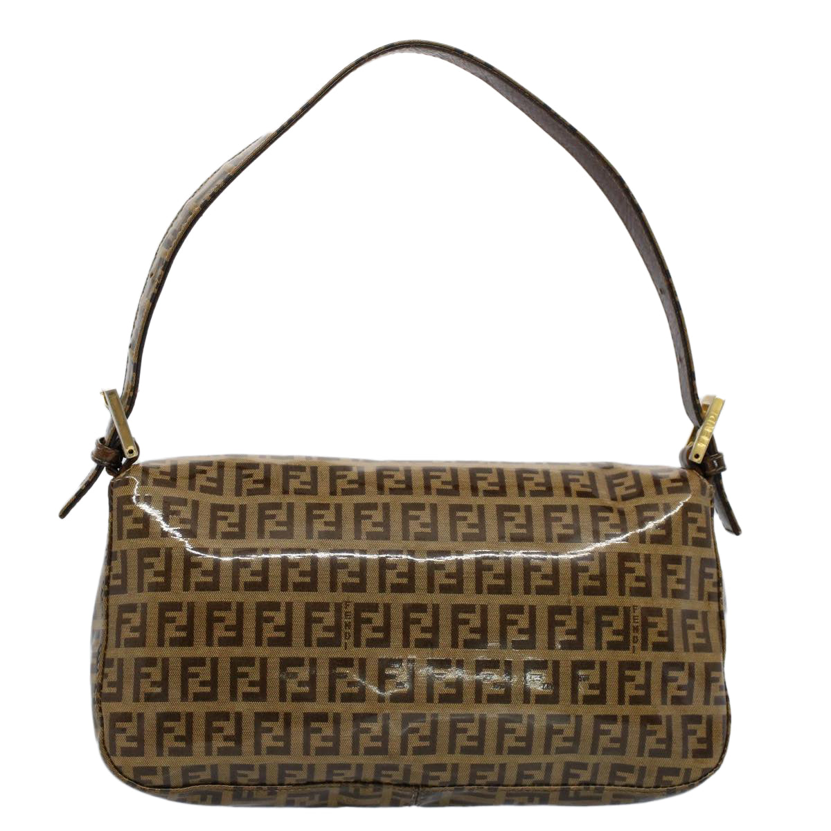 FENDI Zucchino Canvas Mamma Baguette Shoulder Bag Beigeki3426