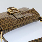 FENDI Zucchino Canvas Mamma Baguette Shoulder Bag Beigeki3426