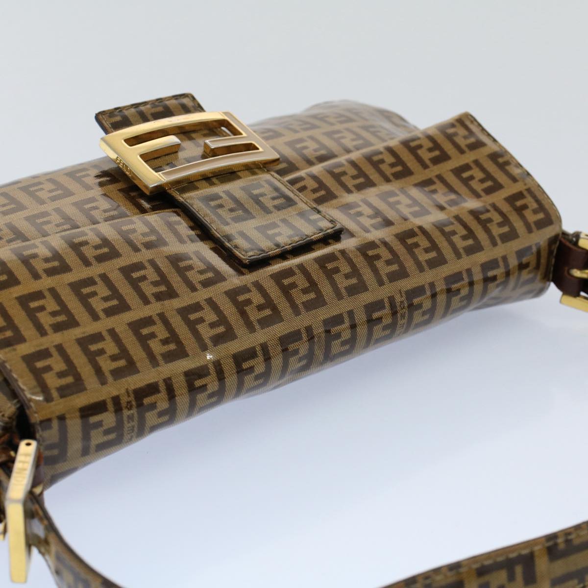 FENDI Zucchino Canvas Mamma Baguette Shoulder Bag Beigeki3426