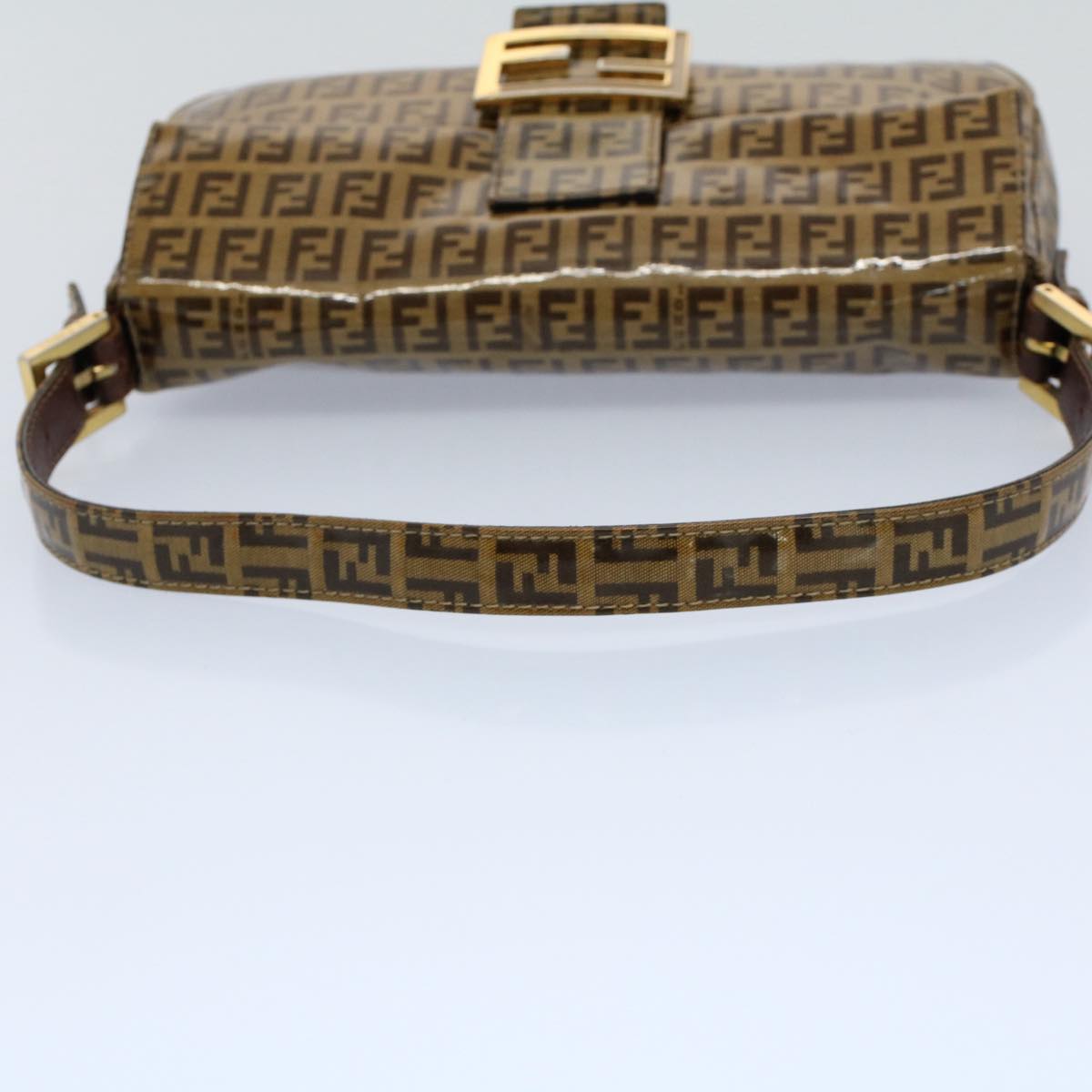 FENDI Zucchino Canvas Mamma Baguette Shoulder Bag Beigeki3426