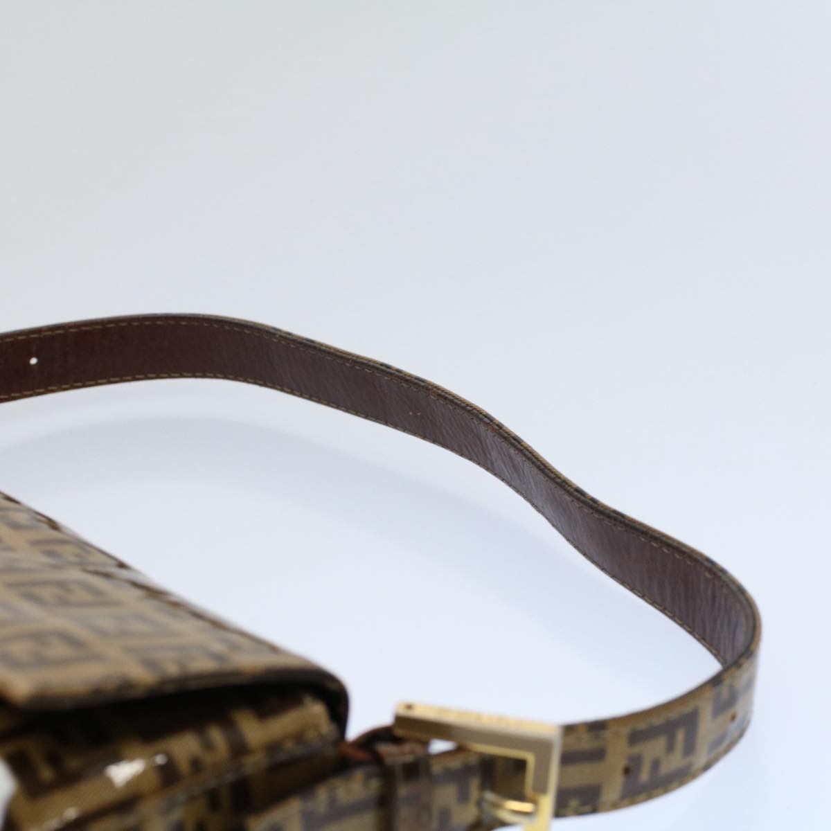 FENDI Zucchino Canvas Mamma Baguette Shoulder Bag Beigeki3426
