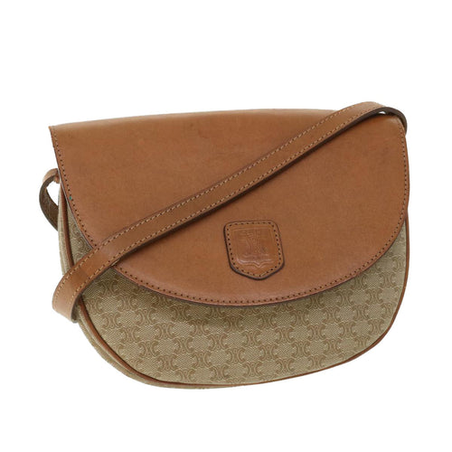 CELINE Macadam Canvas Shoulder Bag Beige  ki3429