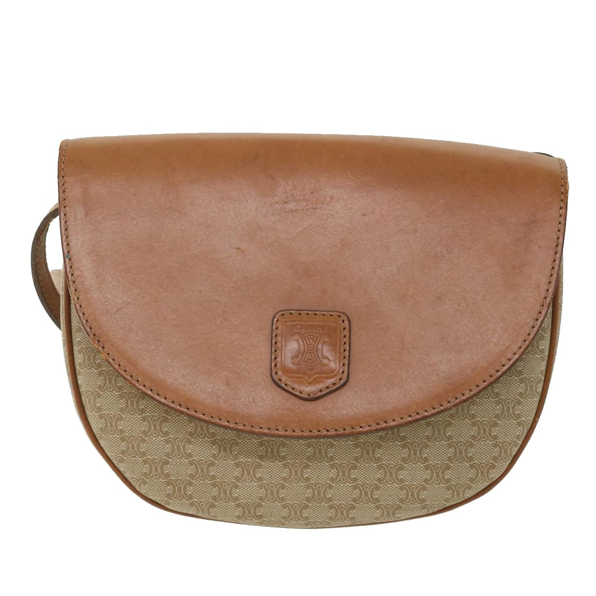 CELINE Macadam Canvas Shoulder Bag Beige  ki3429