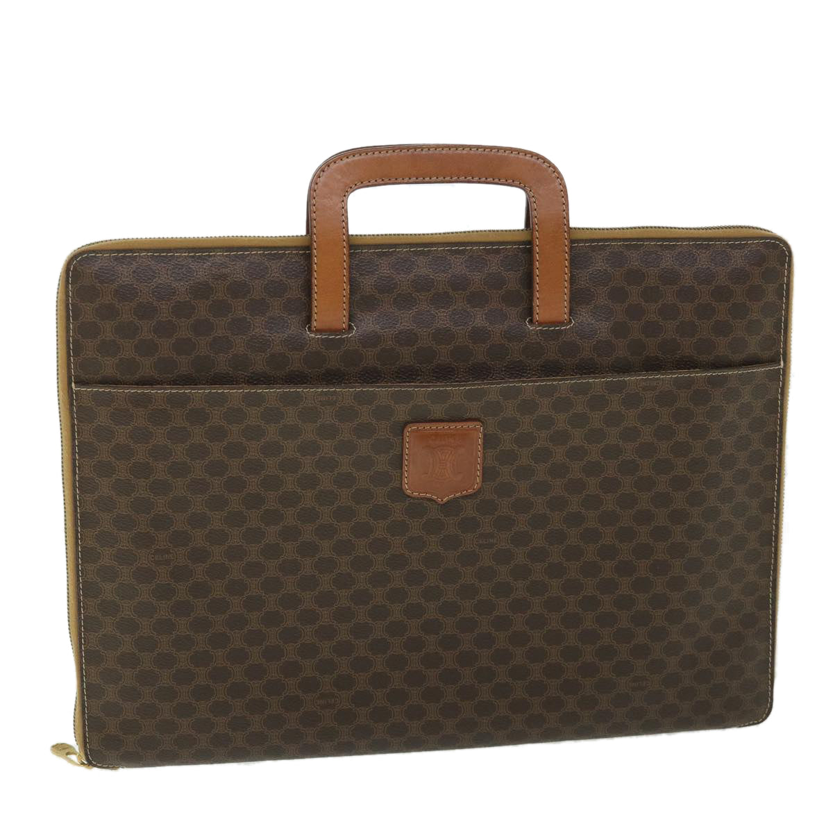 CELINE Macadam Canvas Business Bag PVC Leather Brown  ki3539