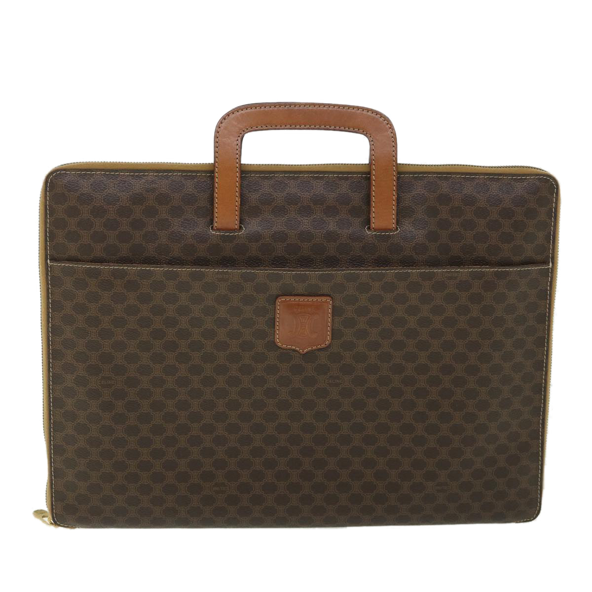 CELINE Macadam Canvas Business Bag PVC Leather Brown  ki3539