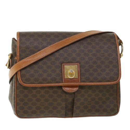 CELINE Macadam Canvas Shoulder Bag PVC Leather Brown  ki3561