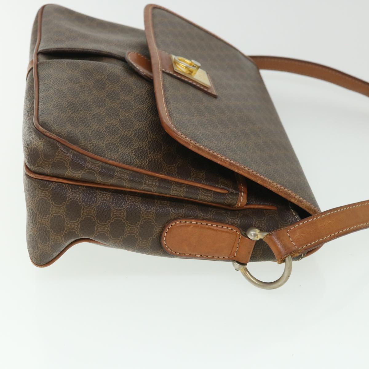 CELINE Macadam Canvas Shoulder Bag PVC Leather Brown  ki3561