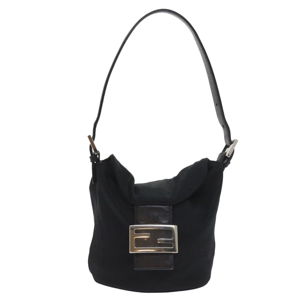 FENDI Mamma Baguette Shoulder Bag Nylon Black 2321 26765 009ki3585