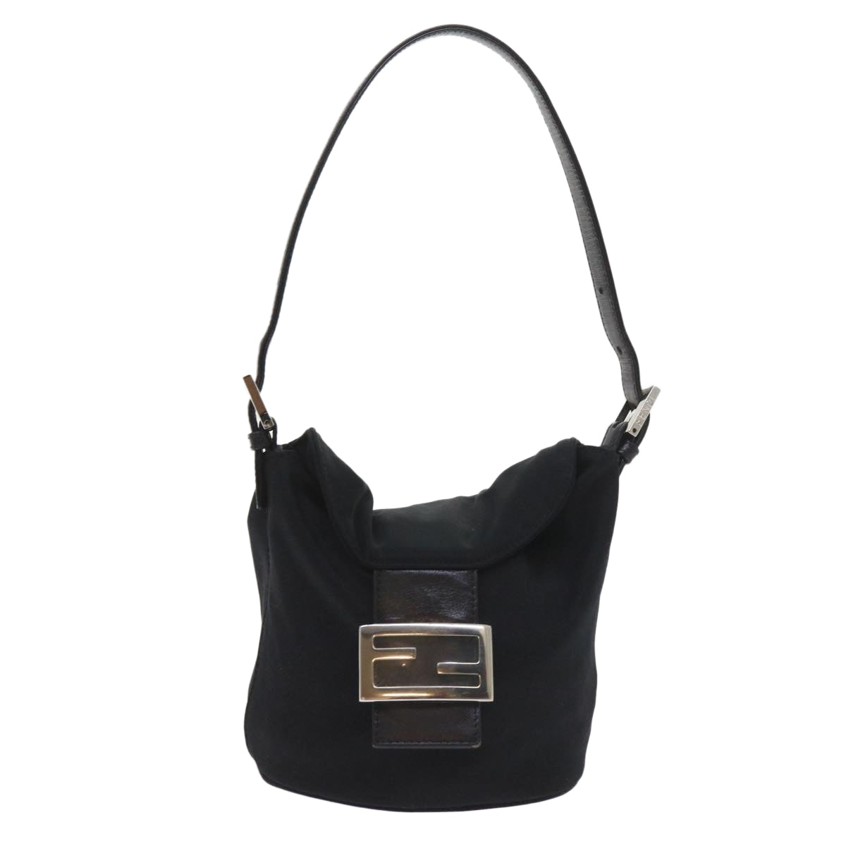 FENDI Mamma Baguette Shoulder Bag Nylon Black 2321 26765 009ki3585