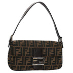 FENDI Zucca Canvas Mamma Baguette Shoulder Bag Black Brownki3598