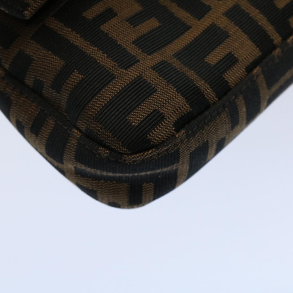FENDI Zucca Canvas Mamma Baguette Shoulder Bag Black Brownki3598