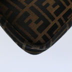 FENDI Zucca Canvas Mamma Baguette Shoulder Bag Black Brownki3598