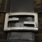 FENDI Zucca Canvas Mamma Baguette Shoulder Bag Black Brownki3598