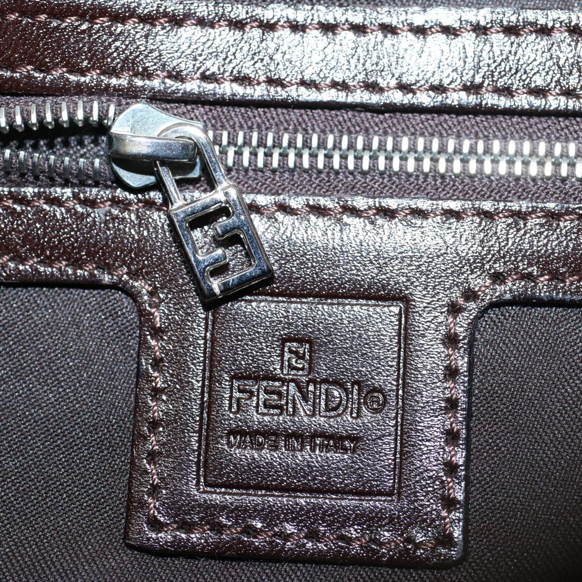 FENDI Zucca Canvas Mamma Baguette Shoulder Bag Black Brownki3598