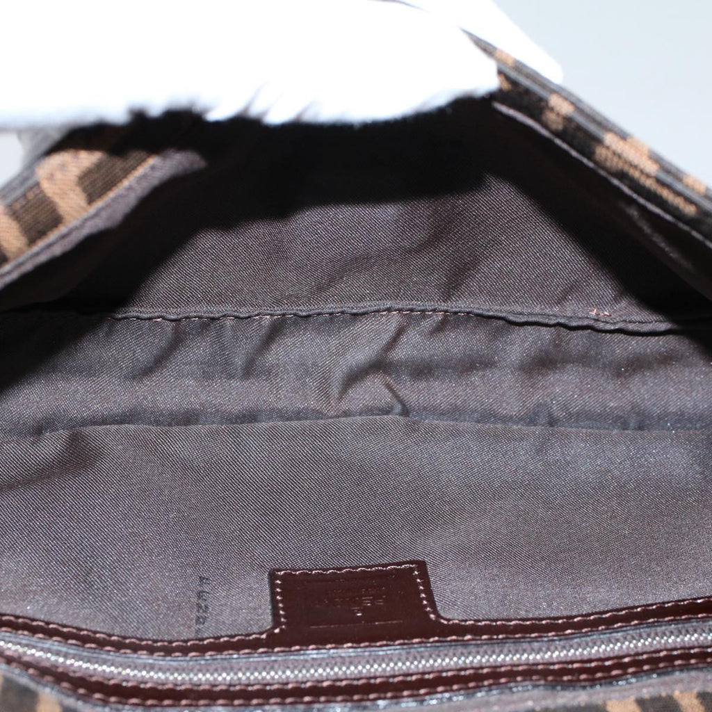 FENDI Zucca Canvas Mamma Baguette Shoulder Bag Black Brownki3598
