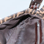 FENDI Zucca Canvas Mamma Baguette Shoulder Bag Black Brownki3598