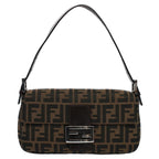 FENDI Zucca Canvas Mamma Baguette Shoulder Bag Black Brownki3598