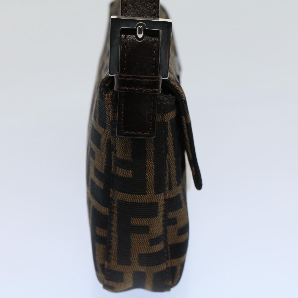 FENDI Zucca Canvas Mamma Baguette Shoulder Bag Black Brownki3598