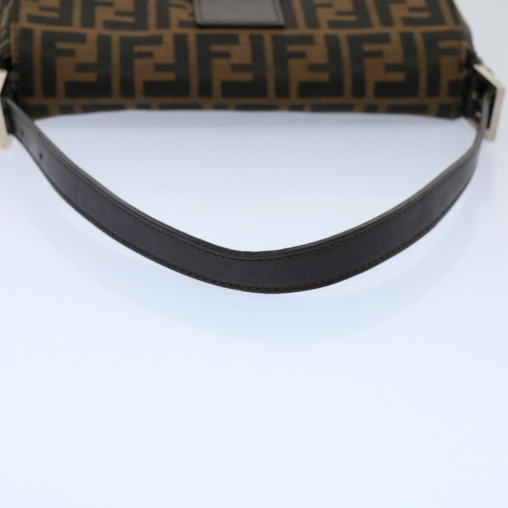FENDI Zucca Canvas Mamma Baguette Shoulder Bag Black Brownki3598