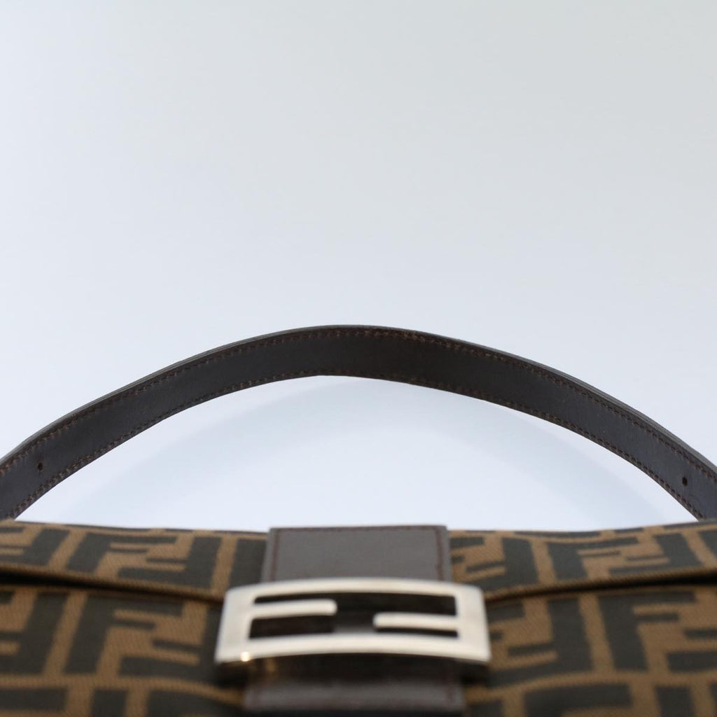 FENDI Zucca Canvas Mamma Baguette Shoulder Bag Black Brownki3598