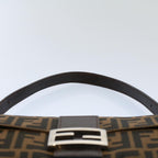 FENDI Zucca Canvas Mamma Baguette Shoulder Bag Black Brownki3598