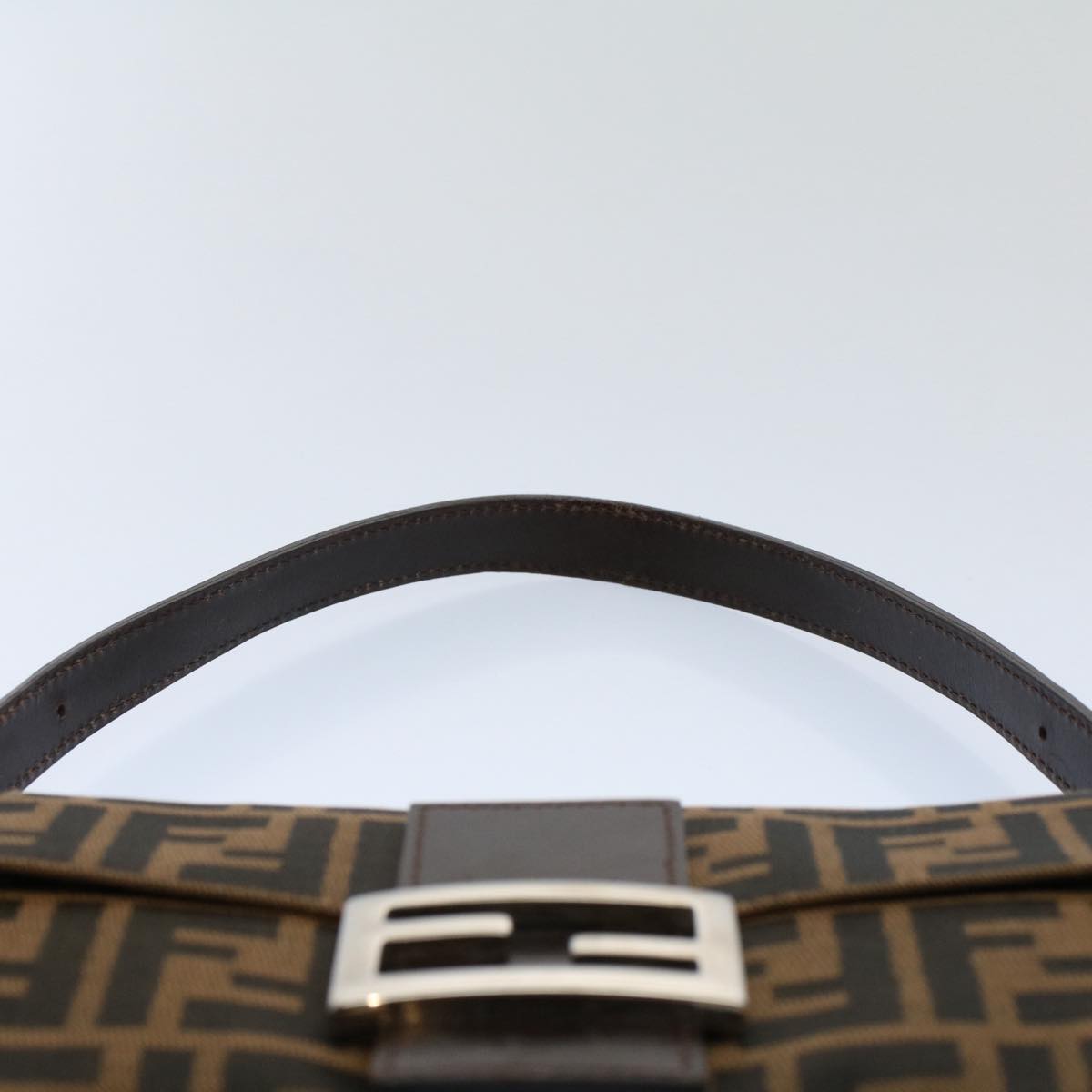 FENDI Zucca Canvas Mamma Baguette Shoulder Bag Black Brownki3598