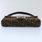 FENDI Zucca Canvas Mamma Baguette Shoulder Bag Black Brownki3598