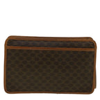 CELINE Macadam Canvas Clutch Bag PVC Leather Brown Auth ki3653