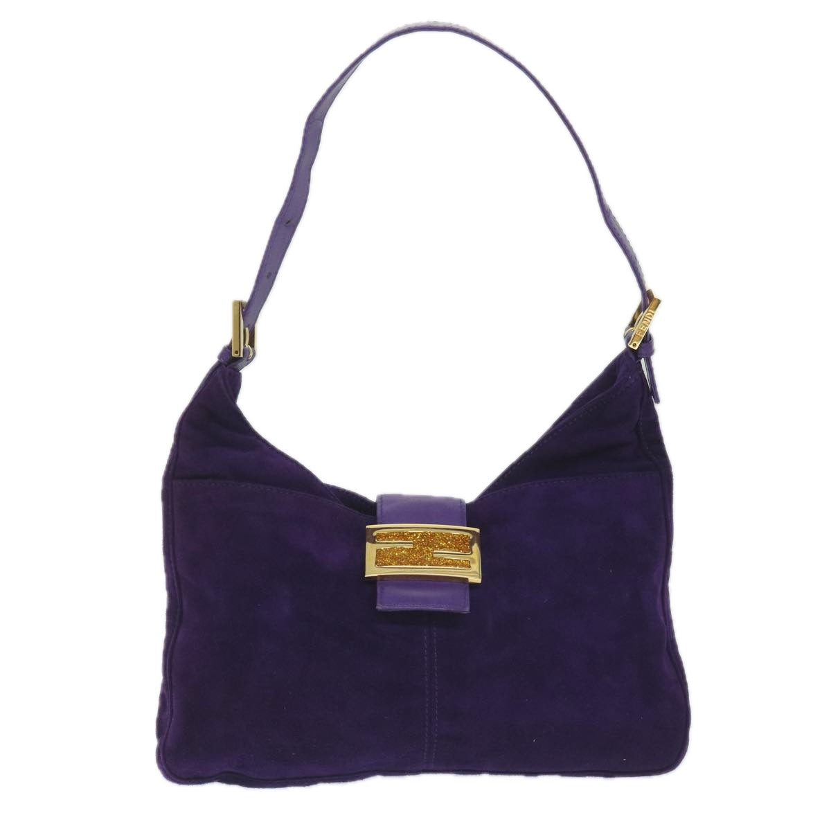 FENDI Mamma Baguette Shoulder Bag Suede Purple 2258 26569 009ki3664