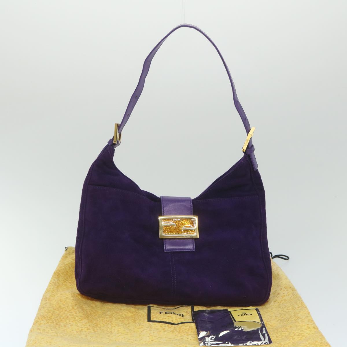 FENDI Mamma Baguette Shoulder Bag Suede Purple 2258 26569 009ki3664