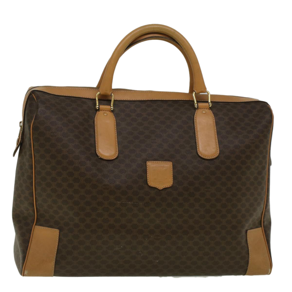 CELINE Macadam Canvas Boston Bag PVC Leather Brown  ki3691