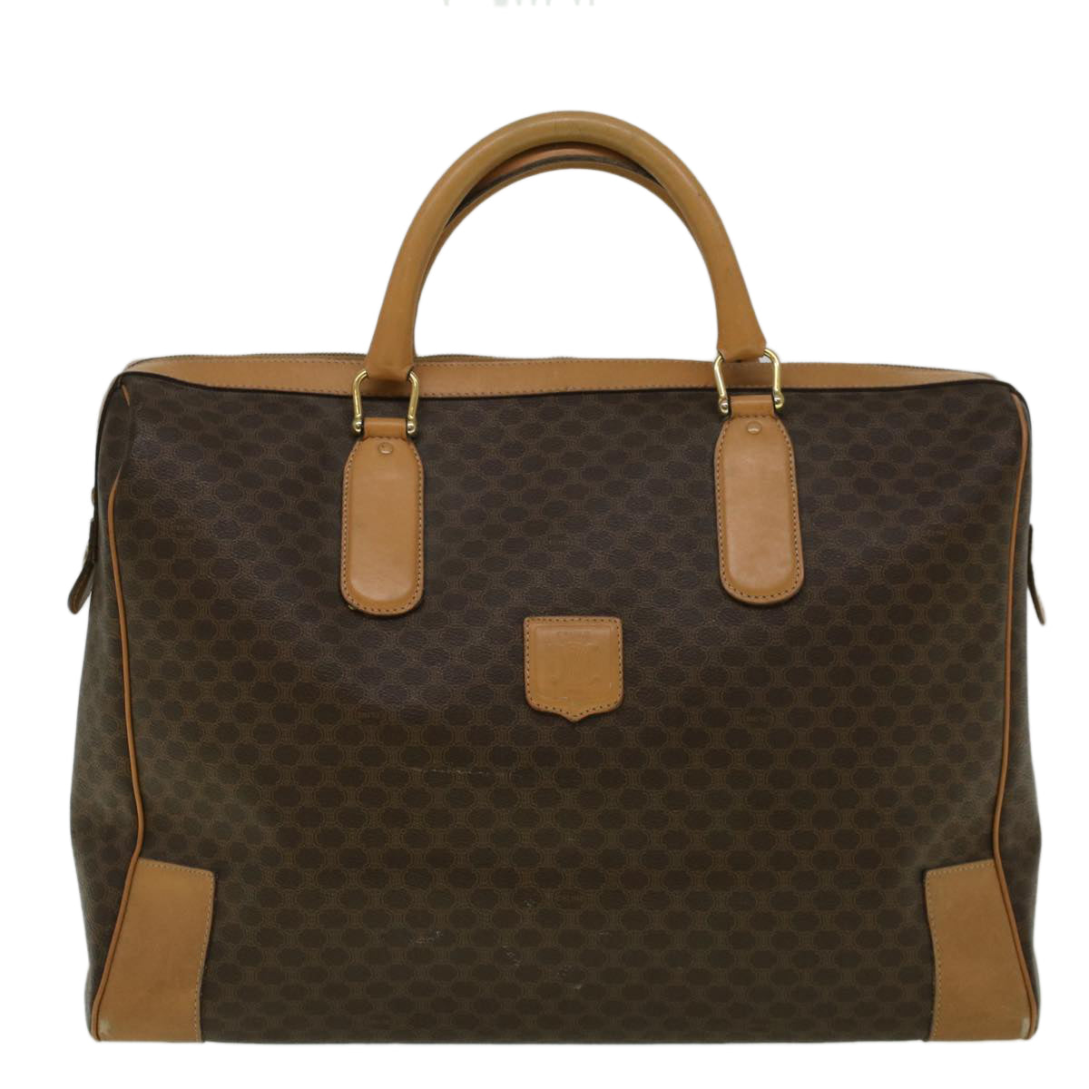 CELINE Macadam Canvas Boston Bag PVC Leather Brown  ki3691